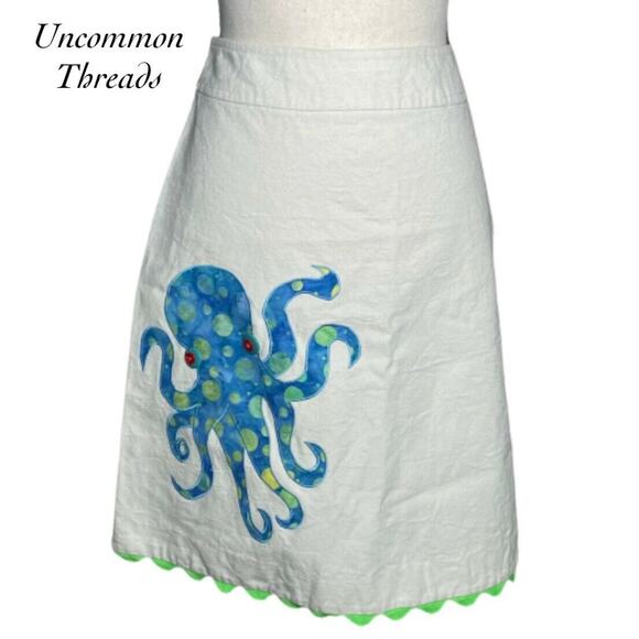 Uncommon Threads Off White Octopus Scalloped Hem Skirt Size 4 - Picture 1 of 9